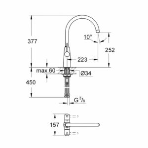 Grohe Ambi keukenkraan afmetingen