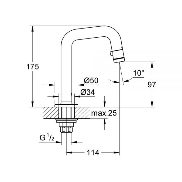 GROHE universal fonteinkraan U-uitloop, chroom